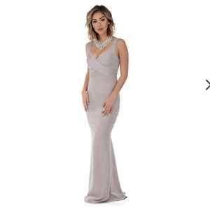 Taupe glitter formal gown